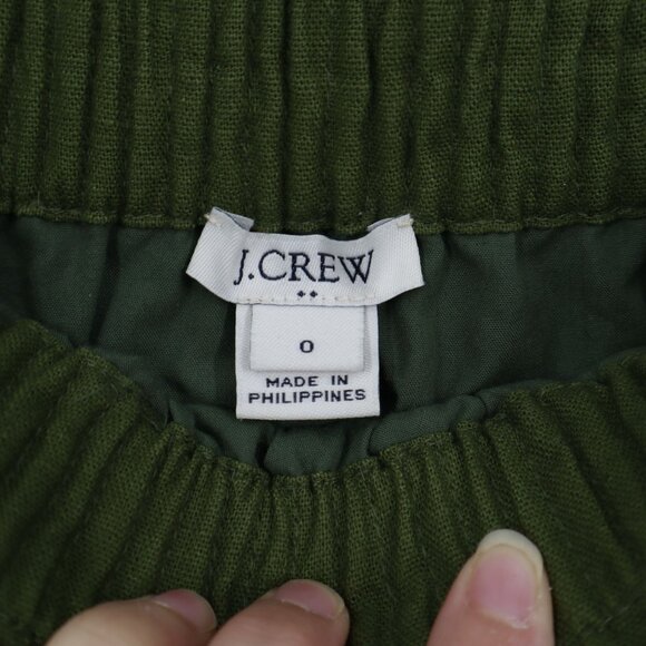 J.Crew Linen Pull On Skirt Womens 0 Green Vacation Cruise Forest Resort Goblin - Picture 3 of 13